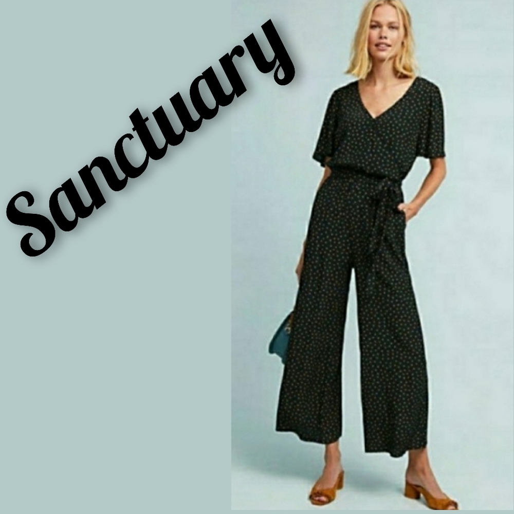 SANCTUARY Black Polka Dot Wide Leg Jumpsuit
